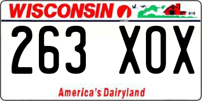 WI license plate 263XOX