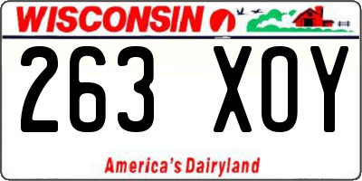 WI license plate 263XOY