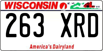 WI license plate 263XRD