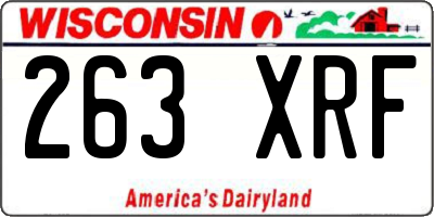 WI license plate 263XRF