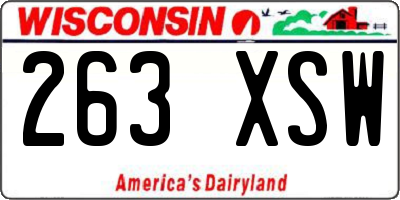 WI license plate 263XSW
