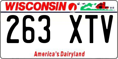 WI license plate 263XTV