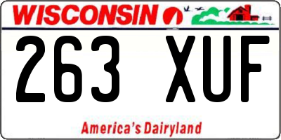 WI license plate 263XUF