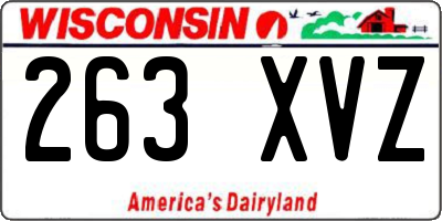 WI license plate 263XVZ