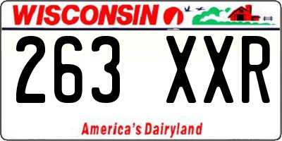 WI license plate 263XXR