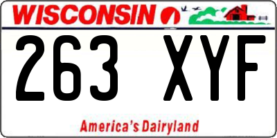 WI license plate 263XYF