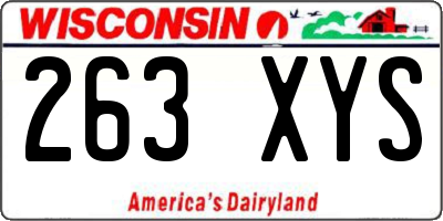 WI license plate 263XYS