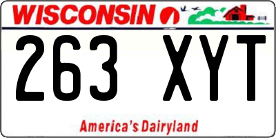 WI license plate 263XYT