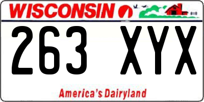 WI license plate 263XYX