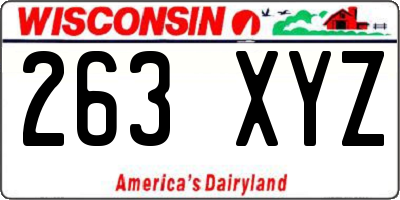 WI license plate 263XYZ