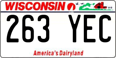 WI license plate 263YEC