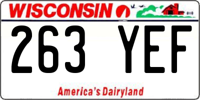 WI license plate 263YEF