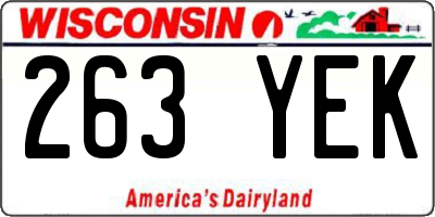 WI license plate 263YEK