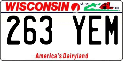 WI license plate 263YEM