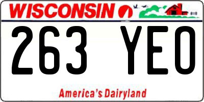 WI license plate 263YEO