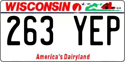 WI license plate 263YEP