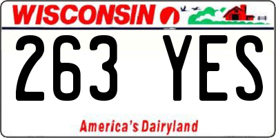 WI license plate 263YES