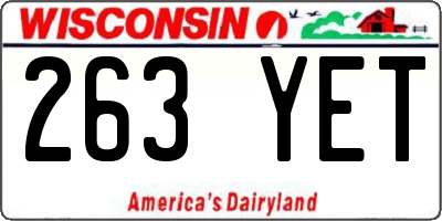 WI license plate 263YET