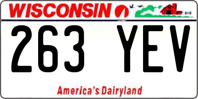 WI license plate 263YEV