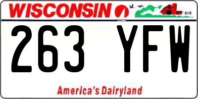 WI license plate 263YFW