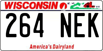 WI license plate 264NEK