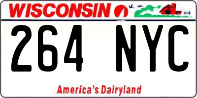 WI license plate 264NYC