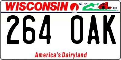 WI license plate 264OAK