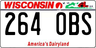 WI license plate 264OBS