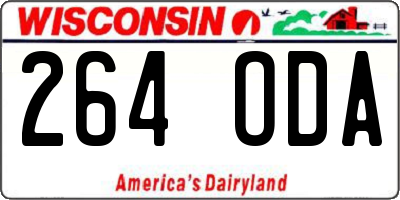 WI license plate 264ODA
