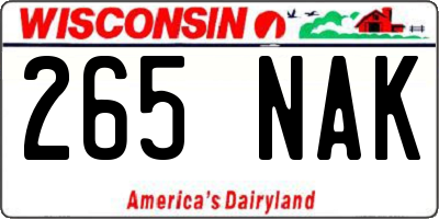 WI license plate 265NAK