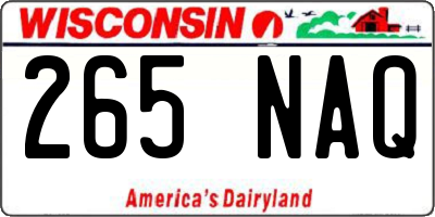 WI license plate 265NAQ