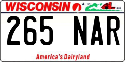 WI license plate 265NAR