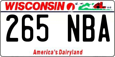WI license plate 265NBA