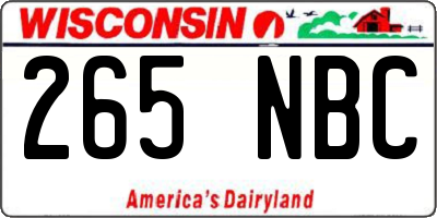 WI license plate 265NBC