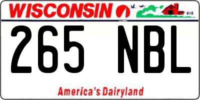WI license plate 265NBL