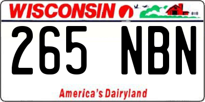 WI license plate 265NBN