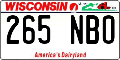 WI license plate 265NBO
