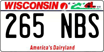 WI license plate 265NBS