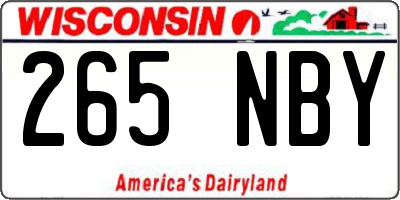 WI license plate 265NBY