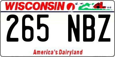 WI license plate 265NBZ