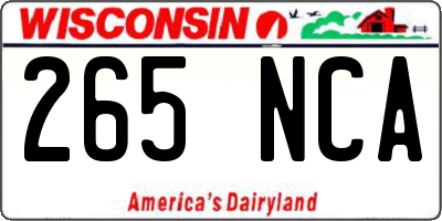 WI license plate 265NCA