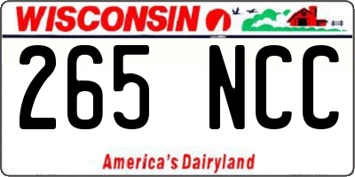 WI license plate 265NCC