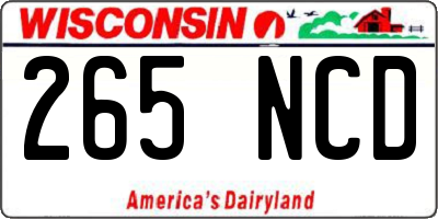 WI license plate 265NCD