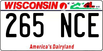 WI license plate 265NCE