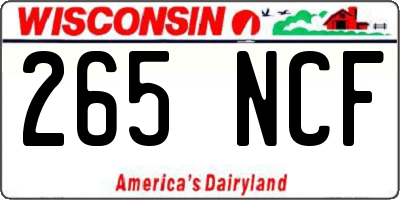 WI license plate 265NCF