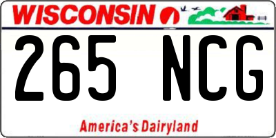 WI license plate 265NCG