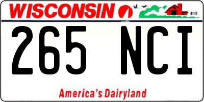 WI license plate 265NCI