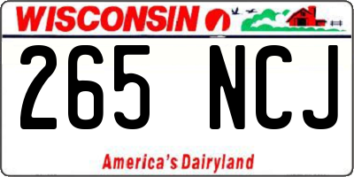 WI license plate 265NCJ