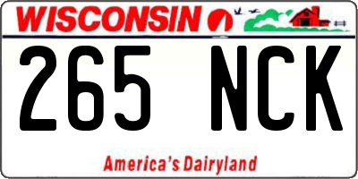 WI license plate 265NCK