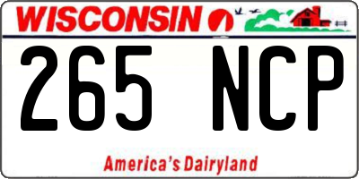 WI license plate 265NCP